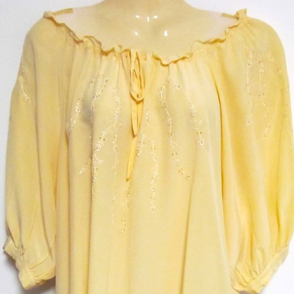 Pierre Cardin Yellow Silk Peasant Blouse - Picture 12 of 12